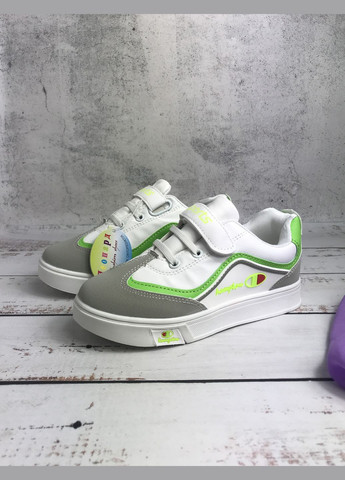 Комбіновані всесезонні кросівки дитячі для дівчинки біло-сірий (521) Леопард