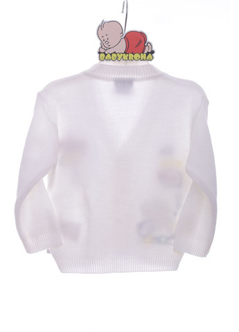 Бежевий демісезонний в'язана кофта для хлопчика з лисенком біла 62 см (37214) пуловер BABYKROHA