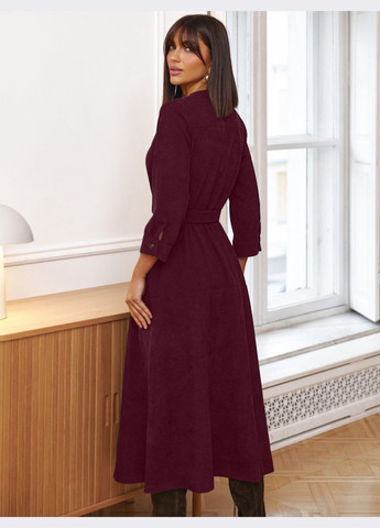 Бордова кежуал сукня-міді бордового кольору з поясом Dressa однотонна