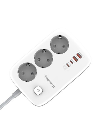 Мережевий фільтр-подовжувач СolorWay 3 розетки/4USB GaN3 Pro PD (2USB-A + 2 TYPE-C) (65W) 2M (CW-CHE34PDW) Colorway (339082873)