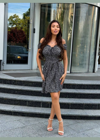 Чорна повсякденний жіноча сукня FINO Mode з квітковим принтом