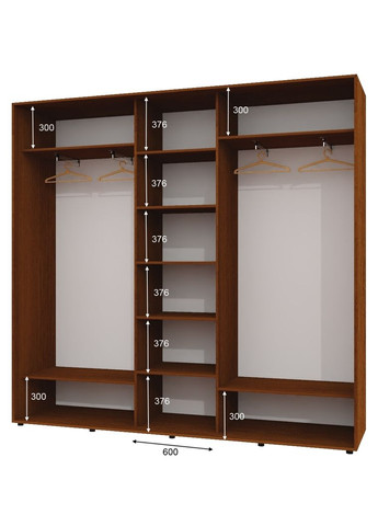 Шкаф-купе трехдверный 240*45*230 см Орех лесной 3 двери Зеркало ШК-04 Алекса (360477394)