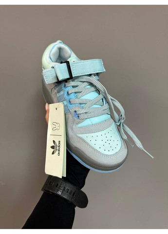 Блакитні Осінні кросівки чоловічі adidas forum x bad bunny light blue адідас форум бед банні No Brand