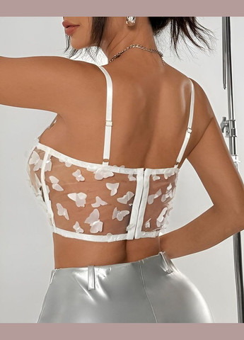 Топ-б`юстьє жіночий Метелик напіпрозорий з аплікацією білий No Brand Топ-б`юстьє Метелик (327890347)