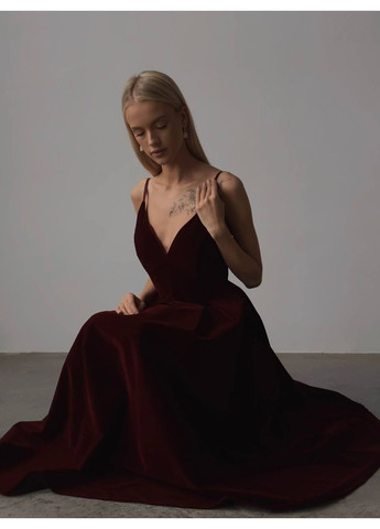 Бордовое платье из бархата, цвет бордовый Fashion