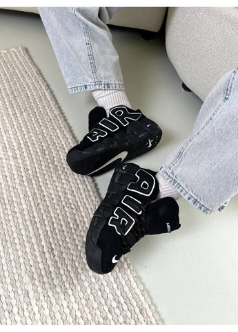 Чорні Осінні кросівки чоловічі nike air more uptempo 96 black white найк аір мор аптемпо No Brand