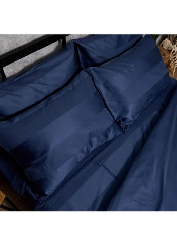Комплект постільної білизни Satin Stripe двоспальний 175х210 наволочки 2х50х70 (MS-820013061) Moon&Star Royal Blue (389751446)