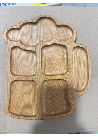 Менажница деревянная секционная Кружка на 6 секций для подачи блюд (Материал Карпатский Дуб) 28x21 см. No Brand (365843579)