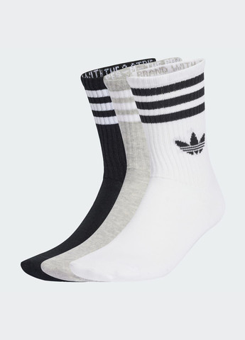 Білі три пари шкарпеток 3-stripes crew adidas логотипи (333142651)