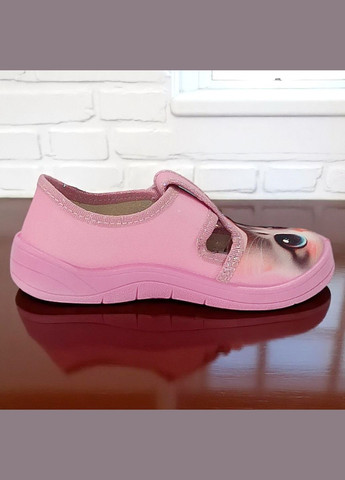 Розовые ортопедические закрытые тапочки для девочки в садик сменка на липучке валди Waldi