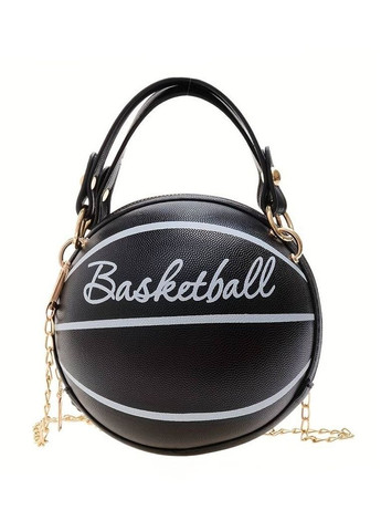Жіноча кругла сумка BASKETBALL м'яч на ланцюжку чорна No Brand (290665299)
