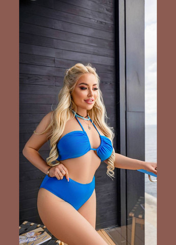 Голубой летний купальник тройка бикини Garna