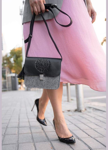 Фетрова жіноча бохо-сумка Лілу з шкіряними чорними вставками (A-026364) BlankNote кросс-боди (327874235)