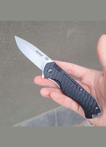 Складний ніж тактичний чорний з гравіюванням індивідуальним з однієї сторони арт.44401 Grand Way (370169237)
