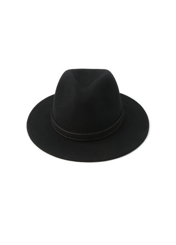 Шляпа федора мужская с ремешком фетр черная 653-314 LuckyLOOK 653-314m (289358384)