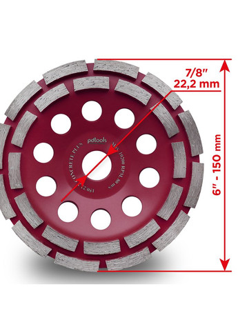 Чашка алмазна шліфувальна CONCRETE Plus 150 по бетону 150х24х8х22,2 (42165) PDTools (306737707)