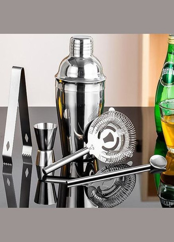 Набір для бару для приготування коктейлів 550 мл 5 предметів Сріблястий (С051366) ТМ (349843714)
