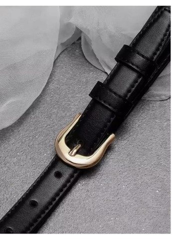 Модний унісекс ремінь Black 100 см з PU шкіри, універсальний тонкий пояс з пряжкою для джинсів, штанів і ділового стилю No Brand (362682242)