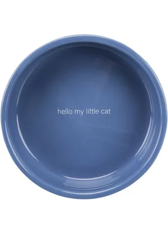 Миска для котів короткомордих порід Hello my little cat синя/біла керамічна 15 см 300 мл Trixie (381177119)