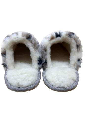 Бежевые домашние тапочки из овечьей шерсти на войлочной подошве No Brand