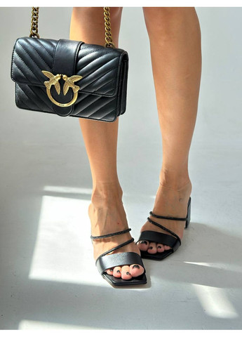 Черные кожанные босоножки No Brand