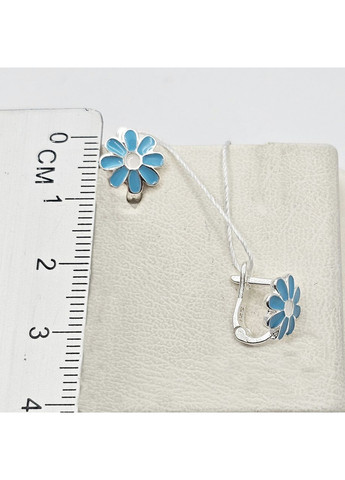 Серьги серебряные с ювелирной синей эмалью "Ромашки" 1,7 г No Brand (369737368)