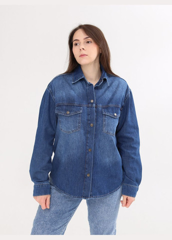 Синяя повседневный рубашка Whitney с длинным рукавом