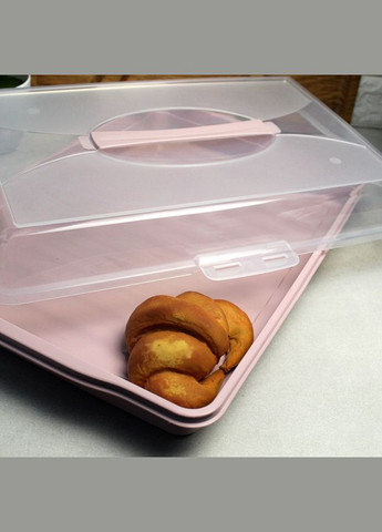 Прямокутна пластикова тортовниця з кришкою 44*30*10 см з засувками Алеана (364195607)