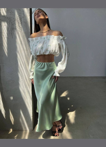 Фисташковая повседневная, вечерний, кэжуал однотонная женская юбка фисташковая No Brand