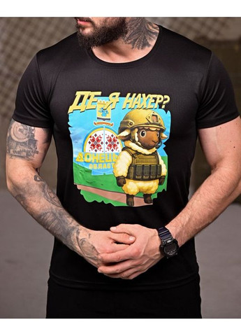 Тактическая мужская футболка с принтом черная No Brand (350199716)