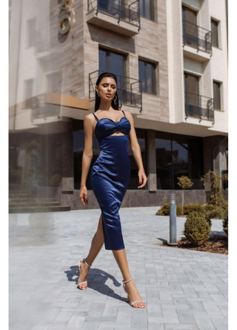 Темно-синя вечірня плаття First Woman однотонна