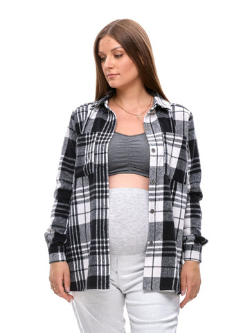 Сорочка для вагітних та годуючих з чорно-білим принтом в клітину Dianora (361268951)