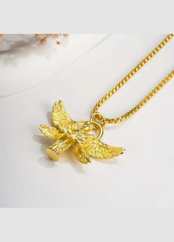 Золотистий кулон-оберіг на ланцюжку Крилатий ангел у ретро стилі з безліччю крил для чоловіків 3.5 см Fashion Jewelry (325220368)