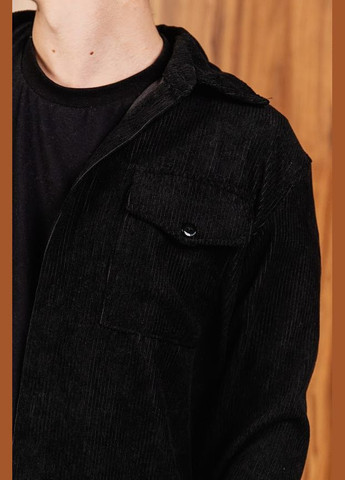 Чорна демісезонна вельветова сорочка для чоловіків прямого крою hc (h001-3358-045) Be in fashion