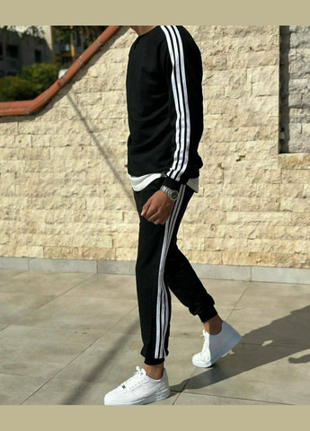 Черный демисезонный костюм мужской теплый спортивный Adelante