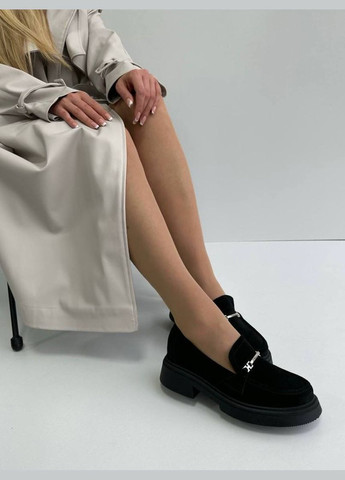 No Brand Жіночі чорні замшеві лофери (1980) лофери чорний з натуральна замша, — демісезон (321951896)