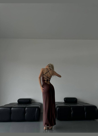 Коричнева святковий, кежуал жіноча сукня FINO Mode однотонна