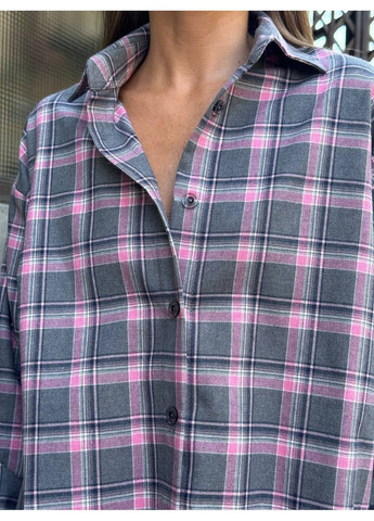 Серая повседневный, кэжуал рубашка в клетку No Brand