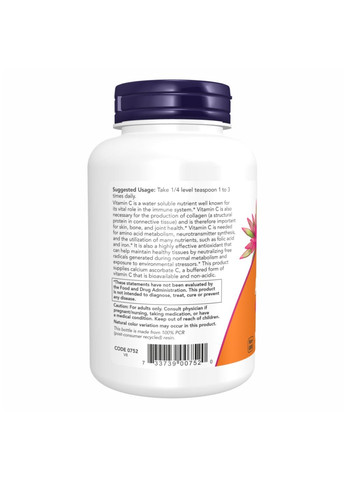 Кальцій Calcium Ascorbate - 227g Now Foods (280917137)