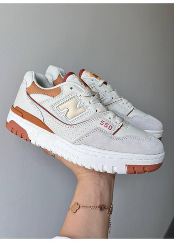 КРОСІВКИ ЖІНОЧІ NEW BALANCE 550 WHITE ORANGE НЬЮ БЕЛАНС 550 No Brand білі демісезони (367177026)