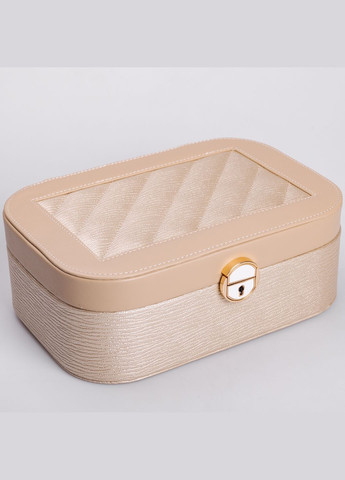 Ящик-органайзер для украшений с замком 26х18х9,5 см, бежевый Yiwu (324069761)