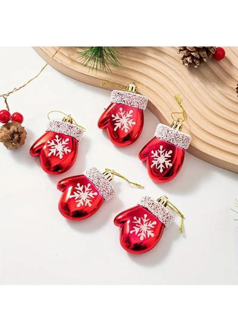 Красные украшения в форме варежек для ёлки 6 шт. 7х5 см Красние No Brand (370161656)