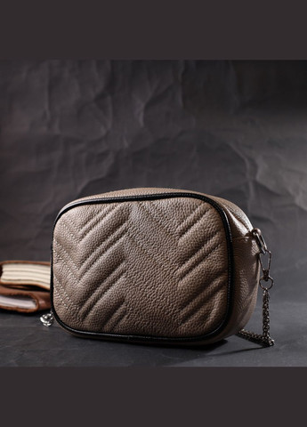 Жіноча вечірня сумка на ланцюжці з натуральної шкіри 22381 Бежева Vintage (298568168)