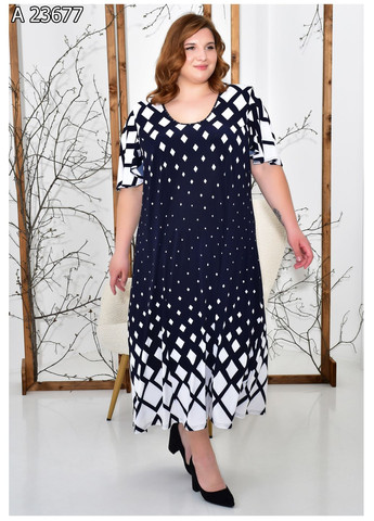 Синя повсякденний довга літня сукня вільного крою великого розміру SK