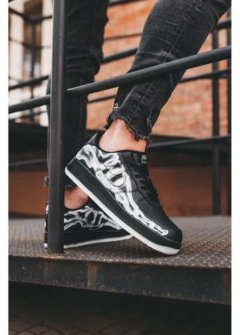 Чорні кросівки чоловічі nike air force 1 skeleton qs black найк аір форс 1 чорні демісезон No Brand