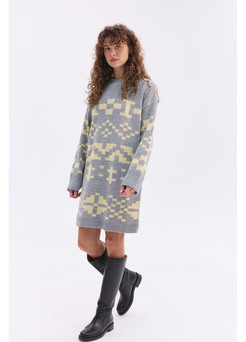 Сіра в'язана сукня «олена» MEREZHKA з орнаментом