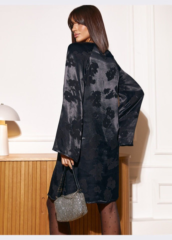 Черное вечернее короткое чёрное платье из атласа Dressa однотонное