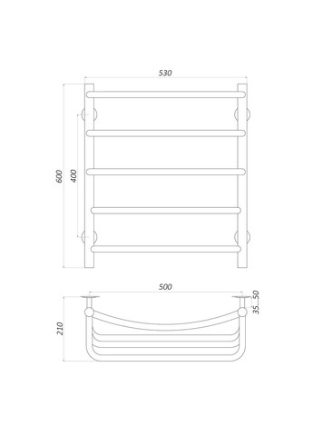Рушникосушарка LКD W 600-500-5 Драбинка Каскад Дуга вода UNIO (299997789)