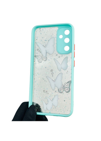 Чехол для Galaxy A34 5G (SM-A346E) с блёстками с бабочками на самсунг а34 5г бирюзовый Samsung (366385700)