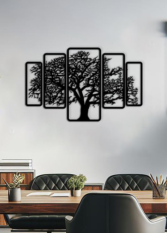 Декоративное панно на стену, деревянный декор для дома "Дерево картина из 5 частей", картина лофт 70х115 см Woodyard (292113558)